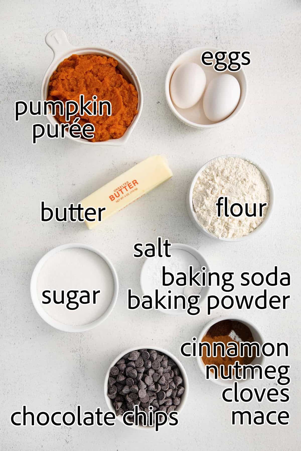 This fluffy pumpkin chocolate chip muffins recipe with warm spices will be your go-to baking project for a lovely fall brunch. ingredients needed to make pumpkin chocolate chip muffins
