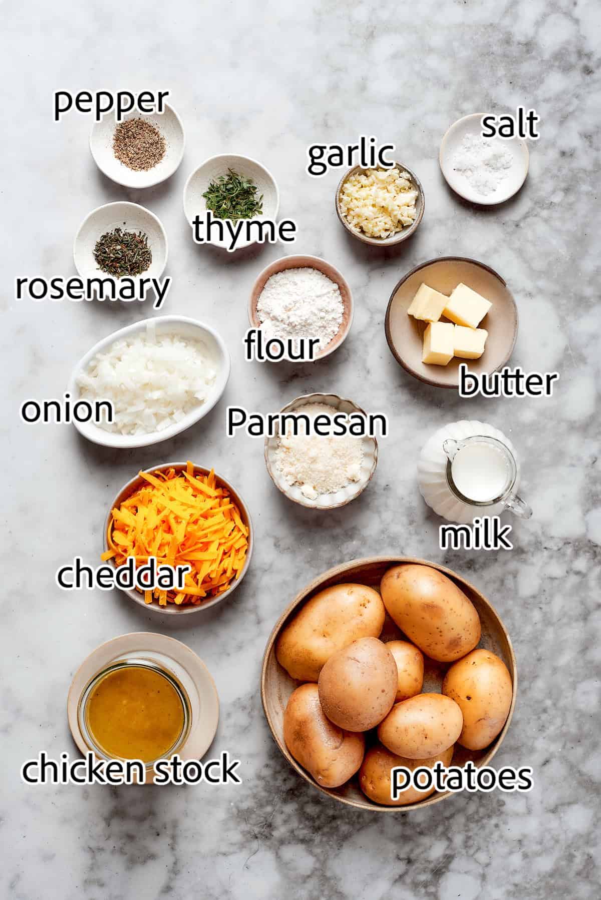 ingredients needed to make cheesy scalloped potatoes