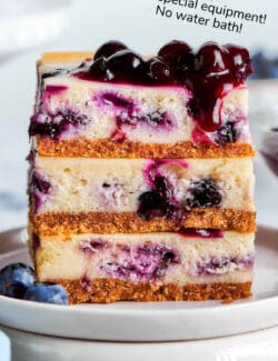 Pinterest image for blueberry cheesecake bars recipe