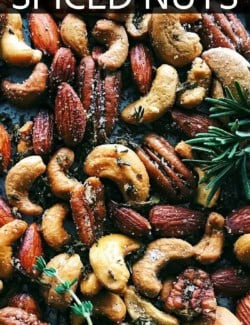 Pinterest image for spiced nuts recipe