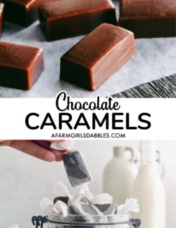 Pinterest image for chocolate caramels recipe