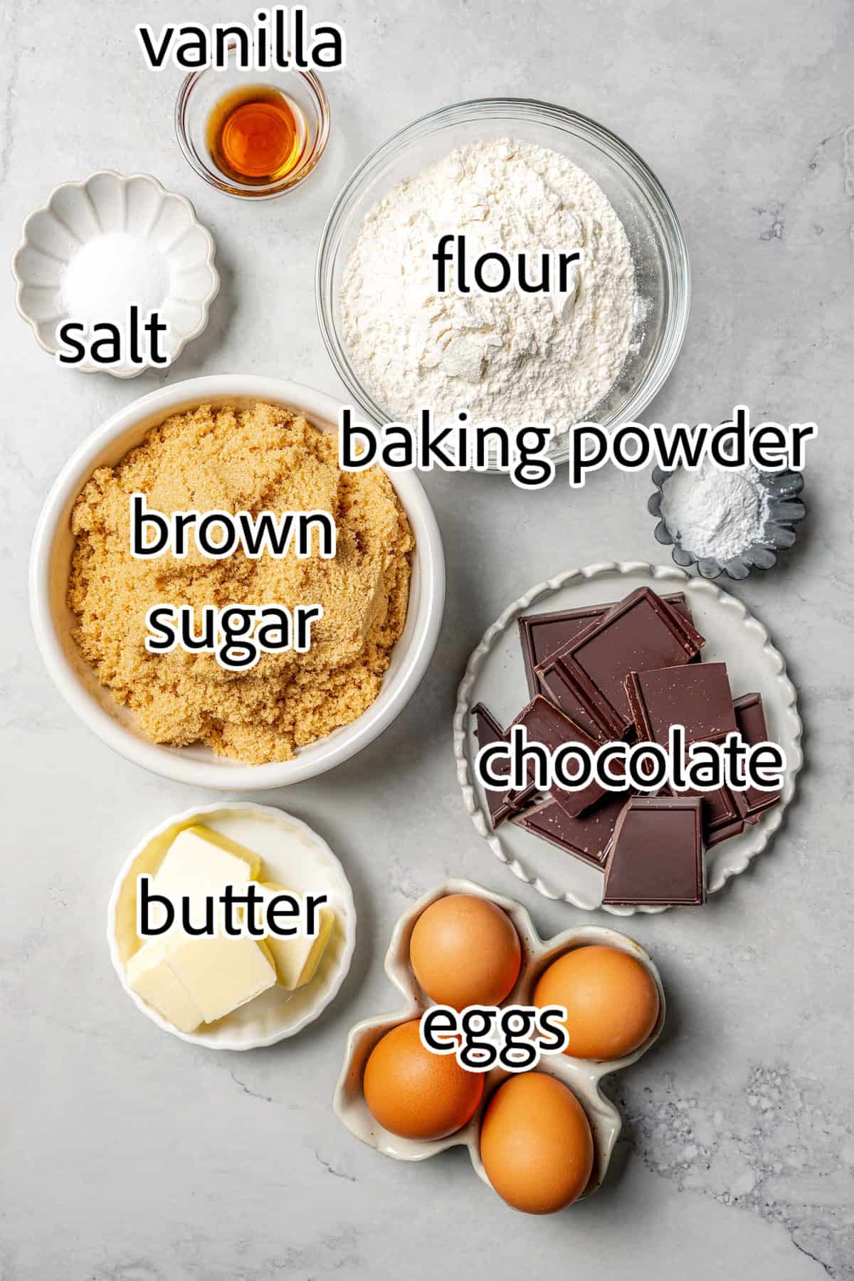 ingredients needed for mint chocolate brownies