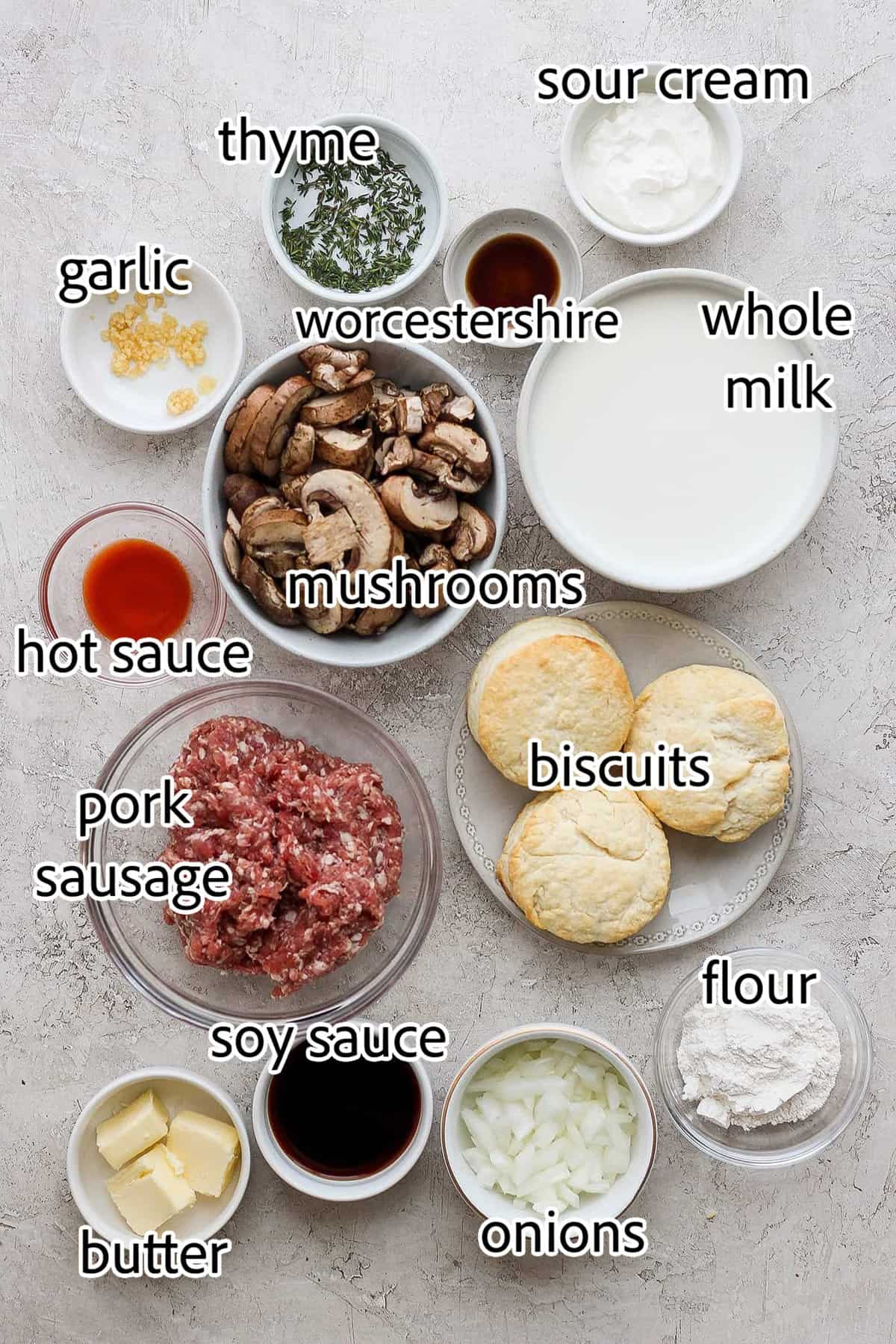 ingredients for biscuits and gravy