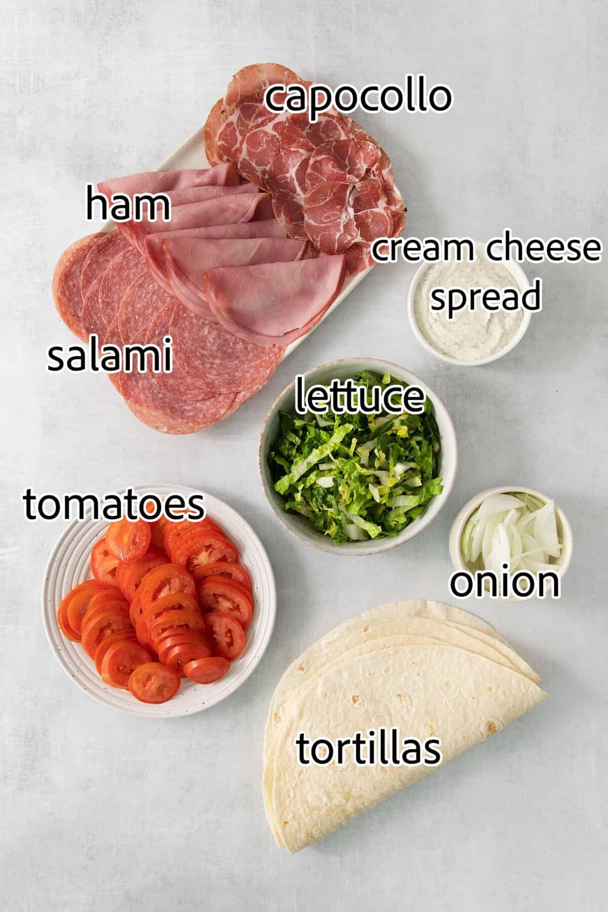 ingredients needed for italian pinwheel sandwiches