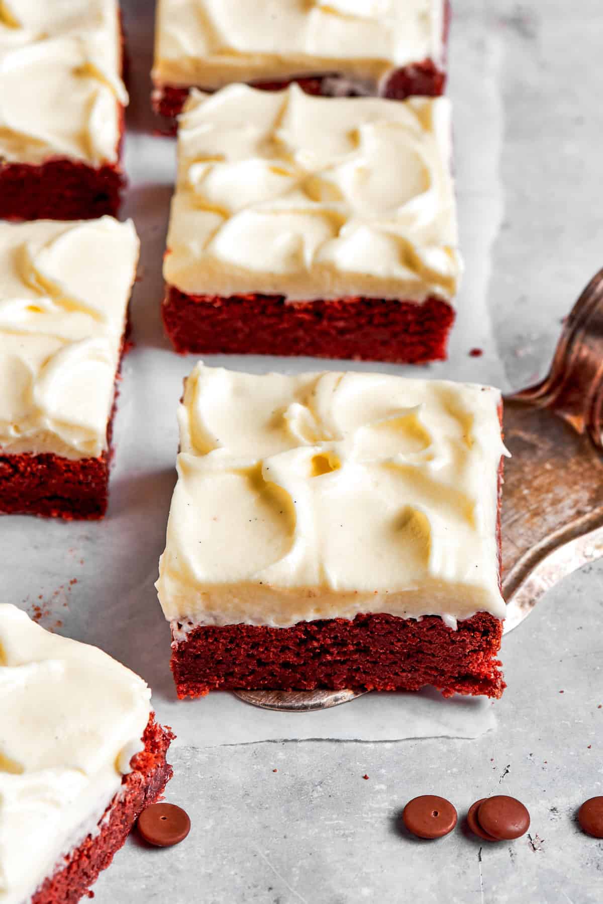 These Red Velvet Brownies are dense and fudgy, exceptionally moist, and fantastically rich. The cream cheese frosting on top is perfection! red velvet brownies with cream cheese frosting