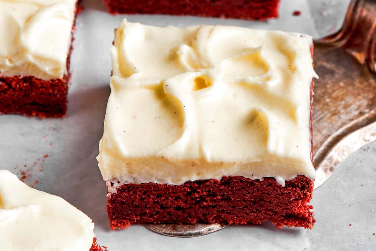 red velvet brownies with cream cheese frosting