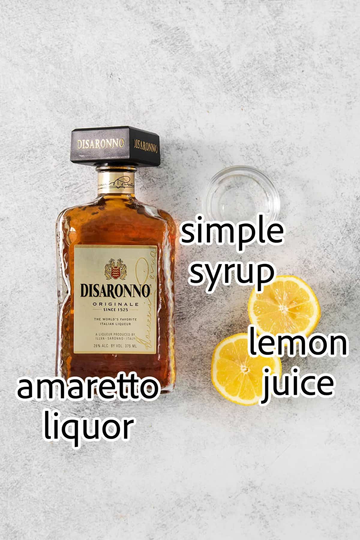 This Amaretto Sour is a classic cocktail featuring sweet almond-flavored amaretto liqueur and tart fresh lemon juice for a flavorful drink. ingredients for amaretto sour