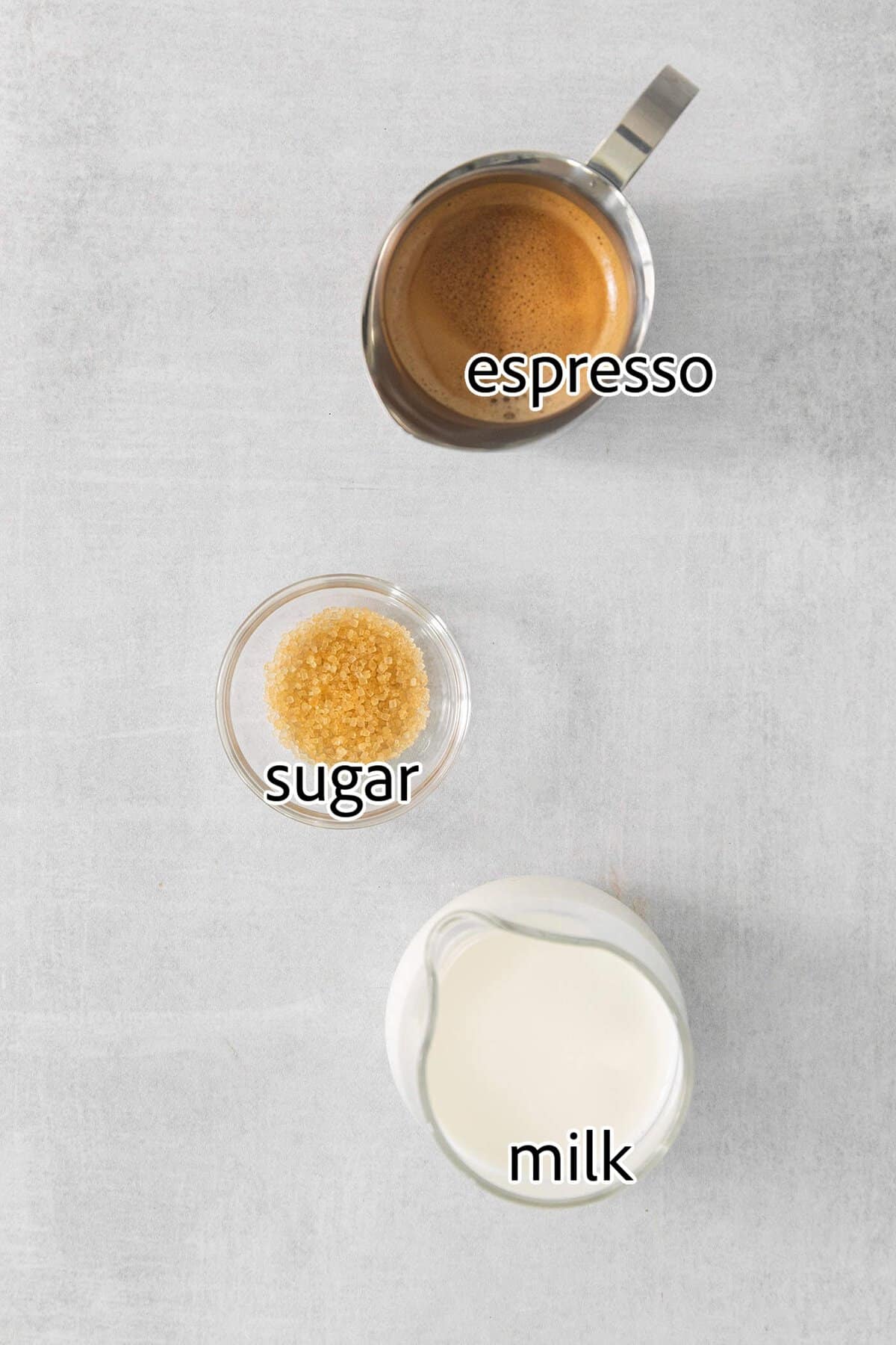 A Cortadito is a classic Cuban coffee made from equal parts sweetened espresso and frothed milk. It is rich, creamy, and sweet. ingredients needed for a cortadito