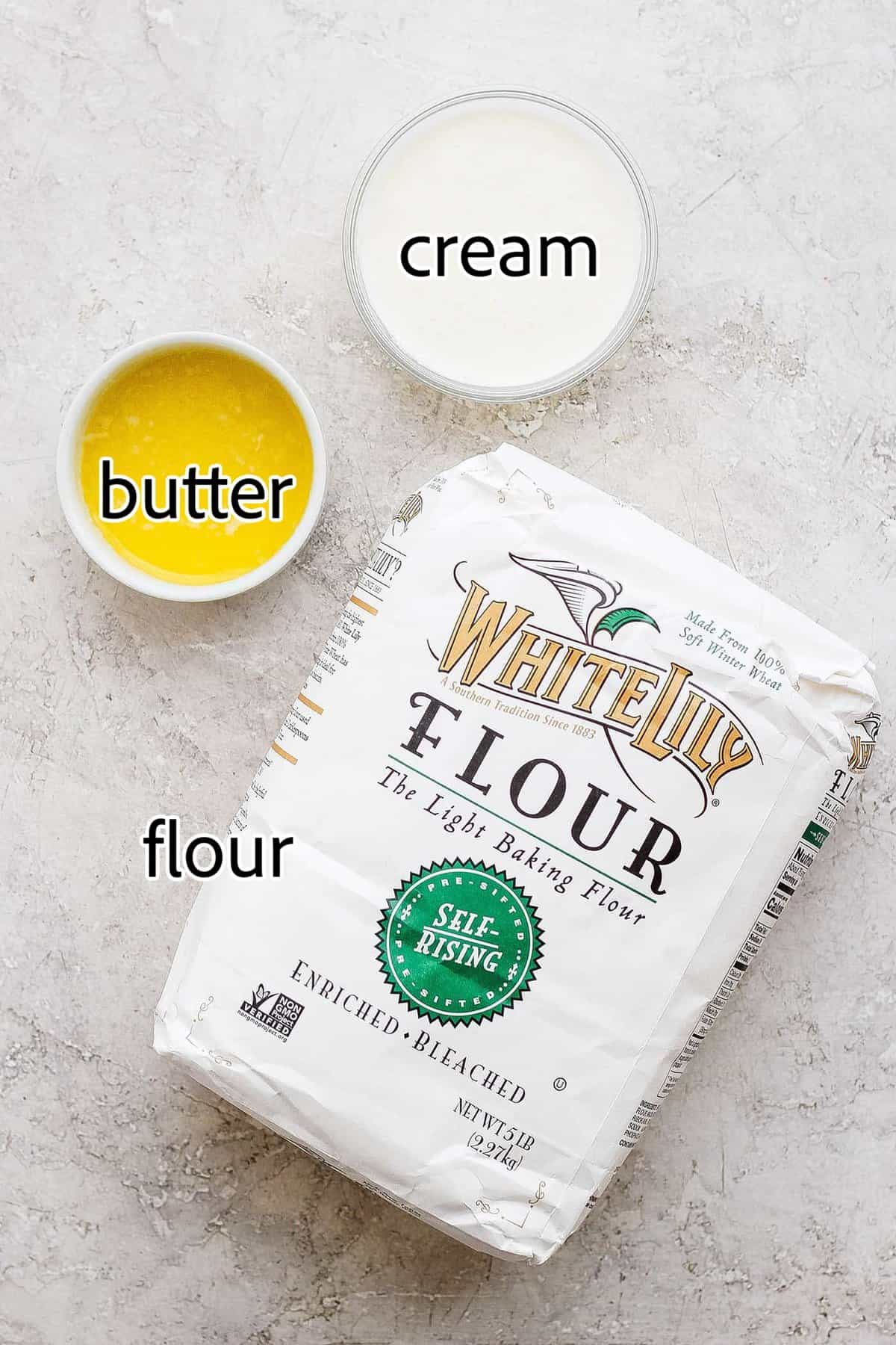 Rich, tender Cream Biscuits need just 3 simple ingredients and 15 minutes to make! Serve them with brunch or a hot bowl of homemade soup. ingredients for cream biscuits