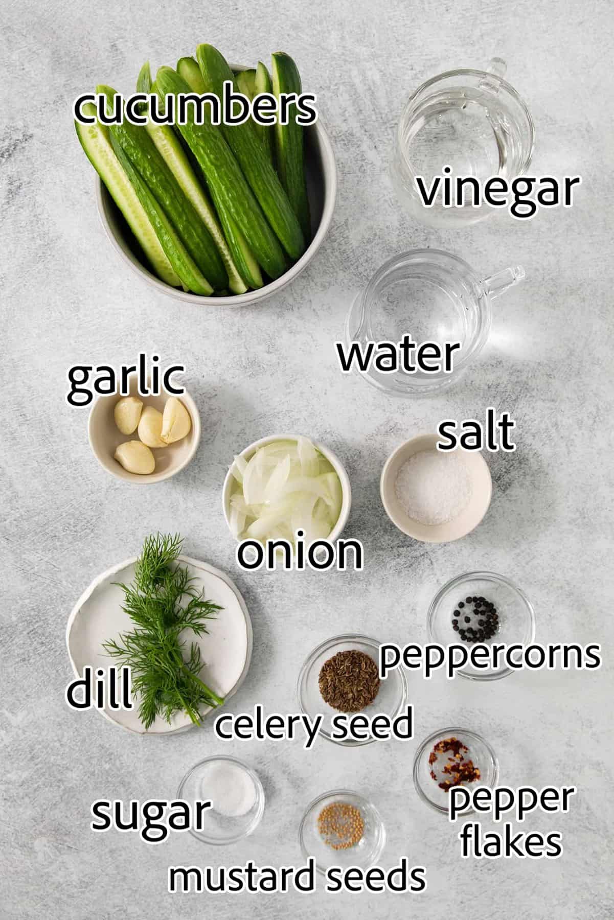 These Refrigerator Dill Pickles require no canning or special equipment, just cucumbers and a simple pickling brine. An easy side or snack! ingredients needed for quick dill pickles