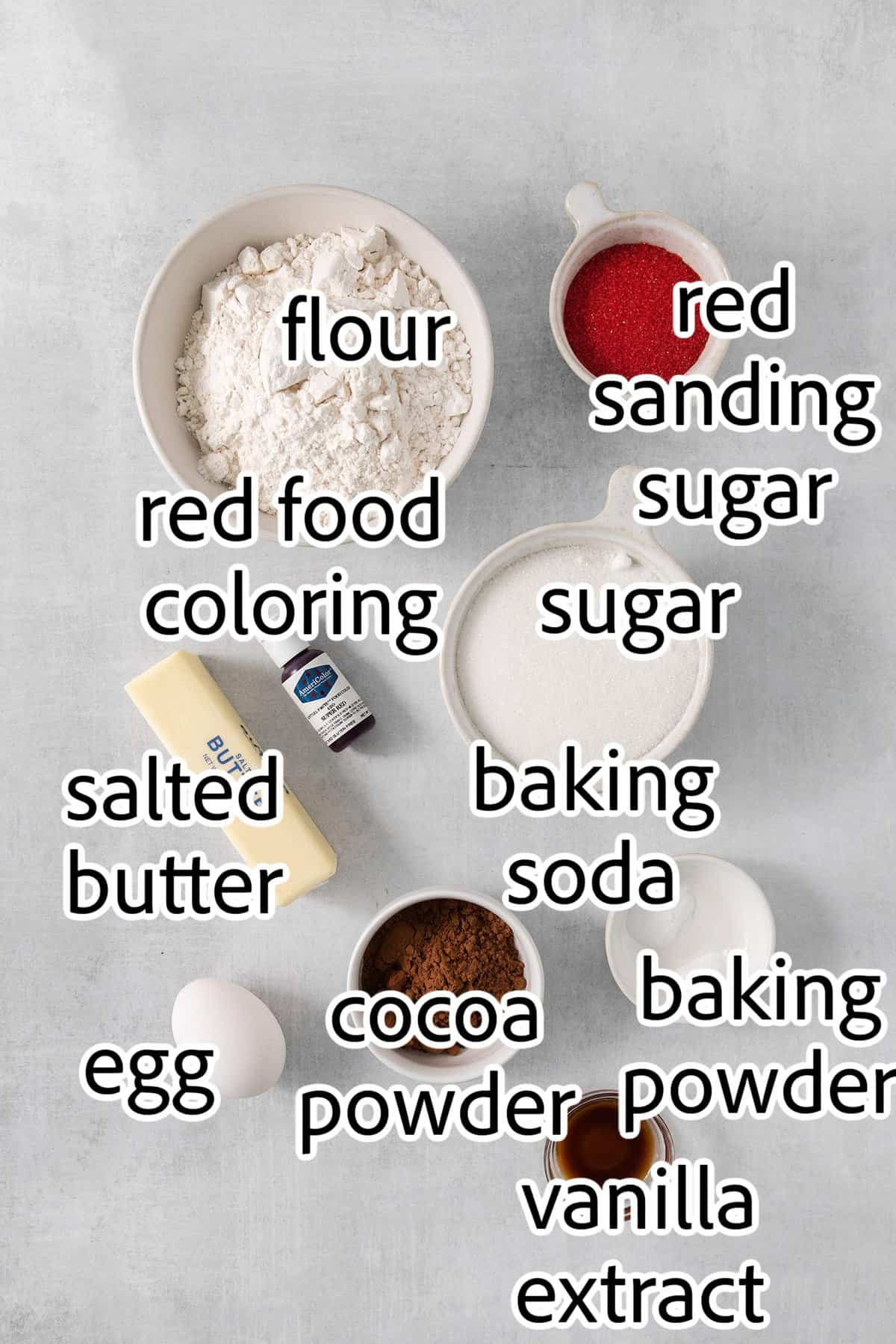 ingredients needed for red velvet cookies