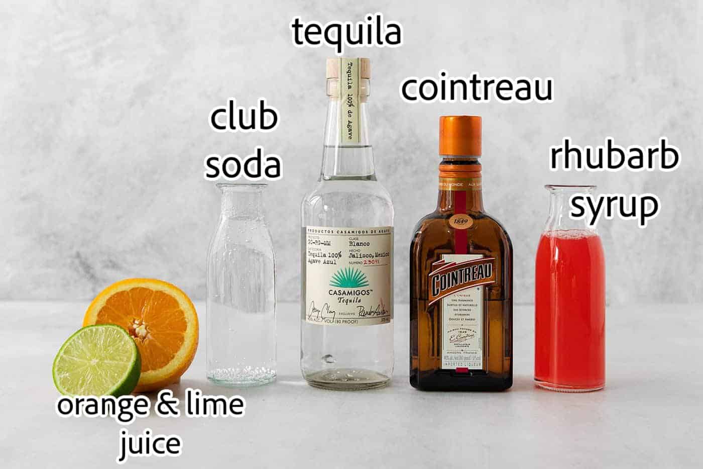 ingredients needed for rhubarb margaritas
