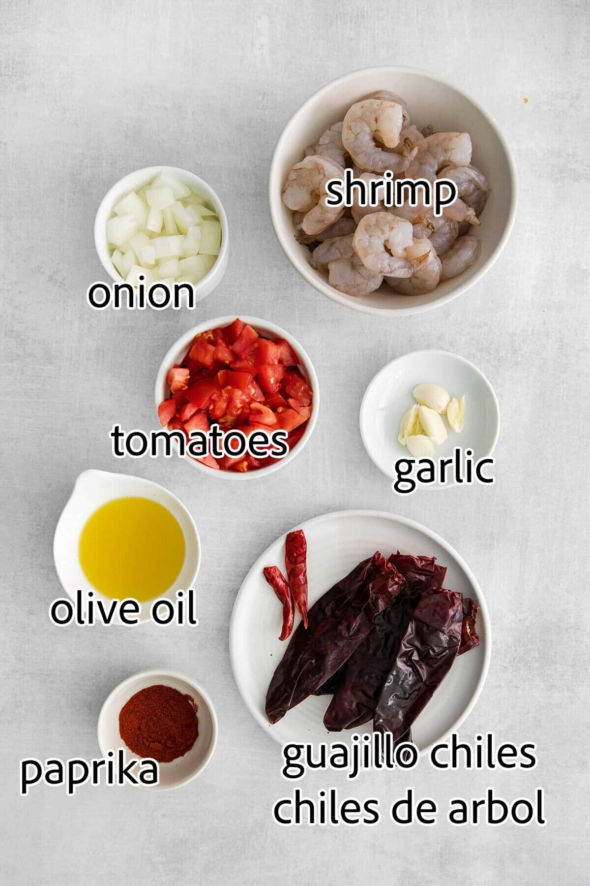 Camarones a la Diabla is a classic Mexican seafood dish that features fresh shrimp, dried chiles, and ripe tomatoes. Ready in 30 minutes! ingredients needed for camarones a la diabla