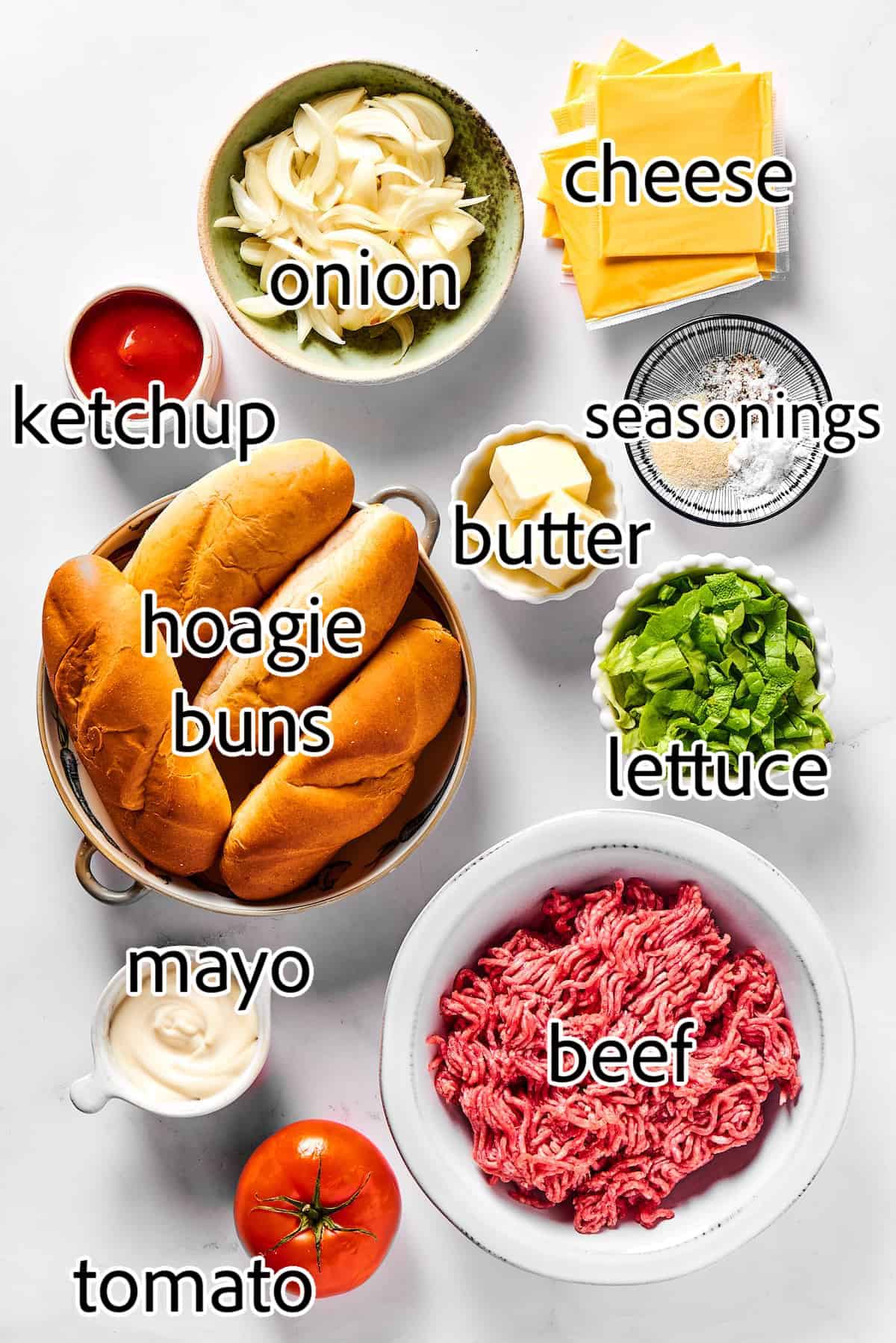 ingredients needed for chopped cheese sandwiches