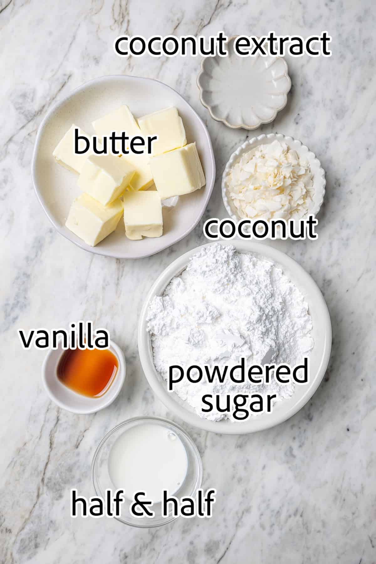 These coconut cupcakes are moist and full of coconut flavor — and just wait until you sink your teeth into the coconut buttercream frosting! ingredients needed for coconut cupcakes