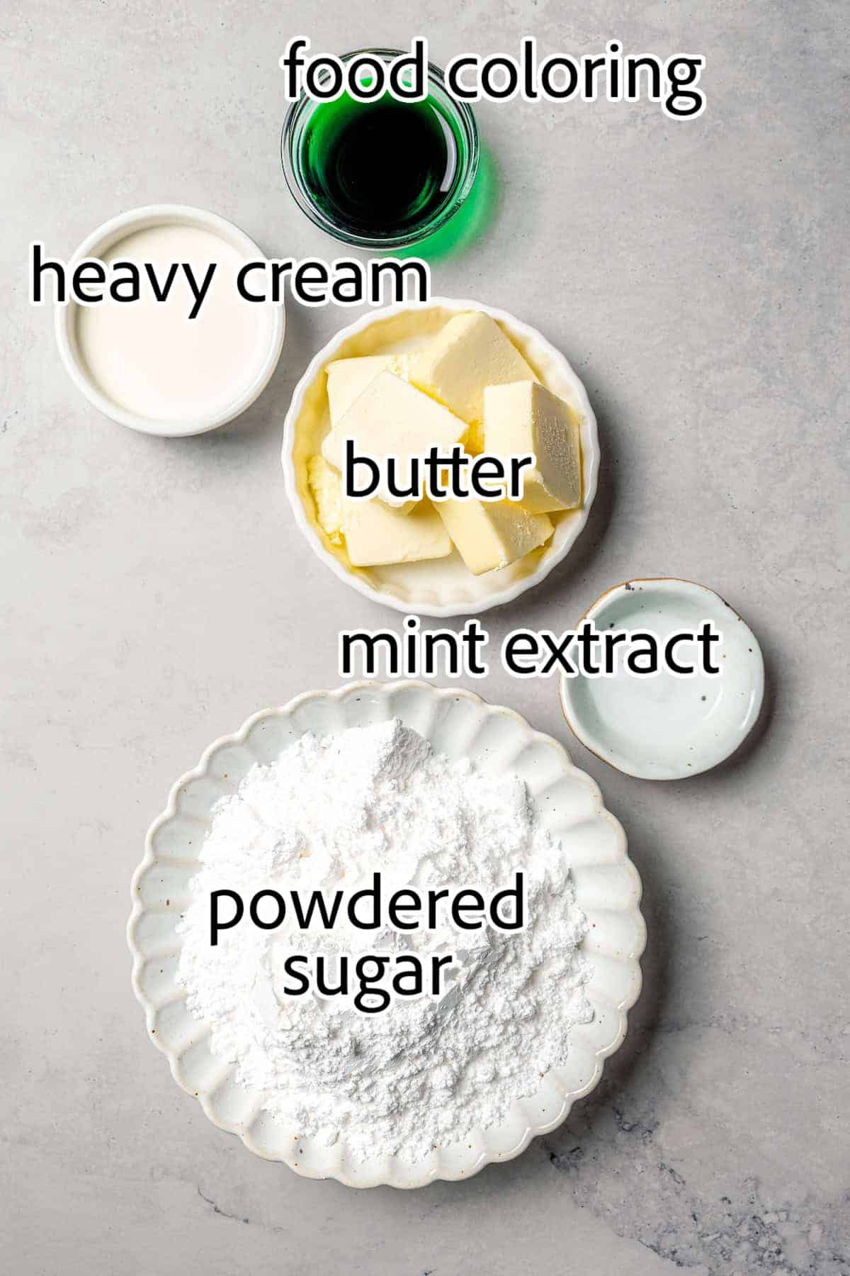 ingredients needed for mint chocolate brownies