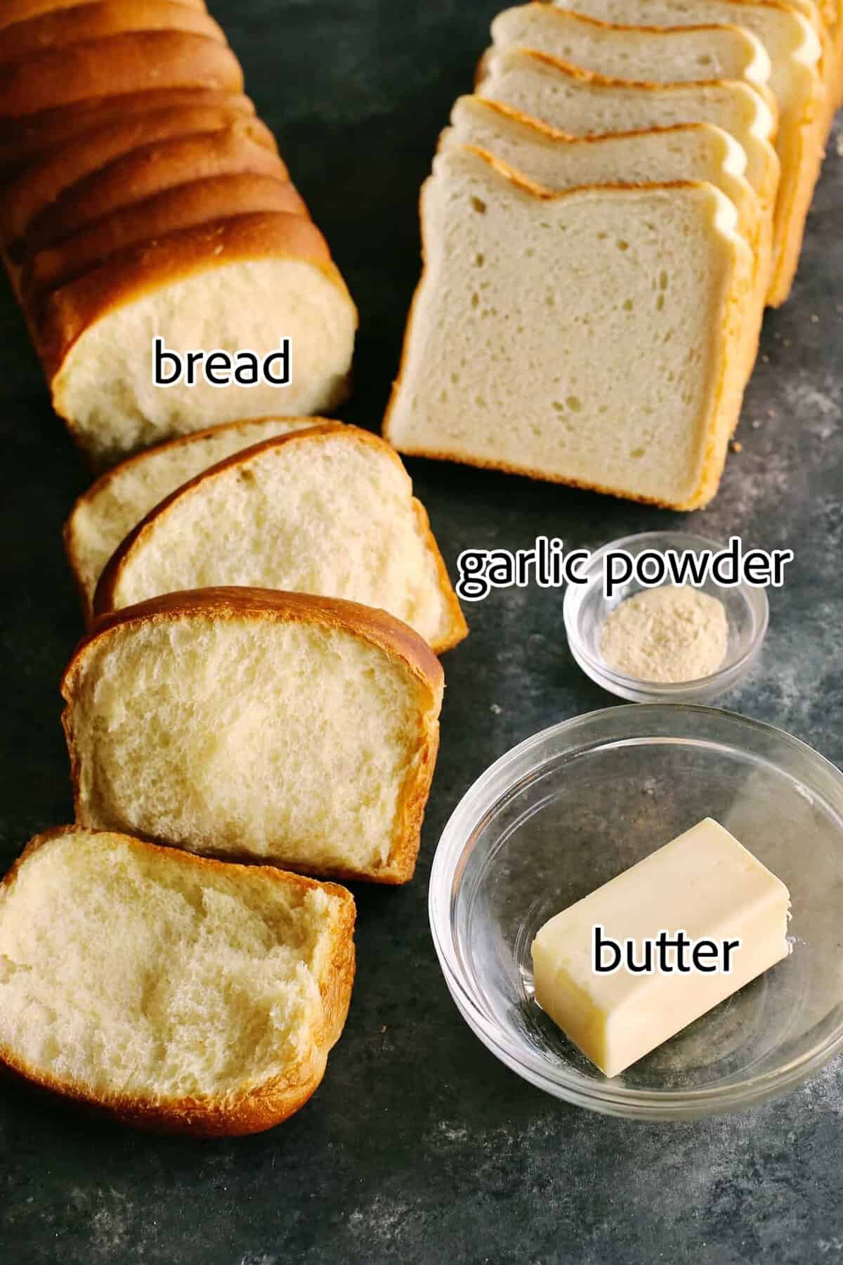 This Homemade Texas Toast Garlic Bread is made entirely on the stovetop with just 3 ingredients. It's the perfect addition to any meal. ingredients needed for texas toast