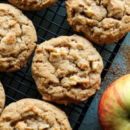 apple peanut butter cookies on a cooling rack