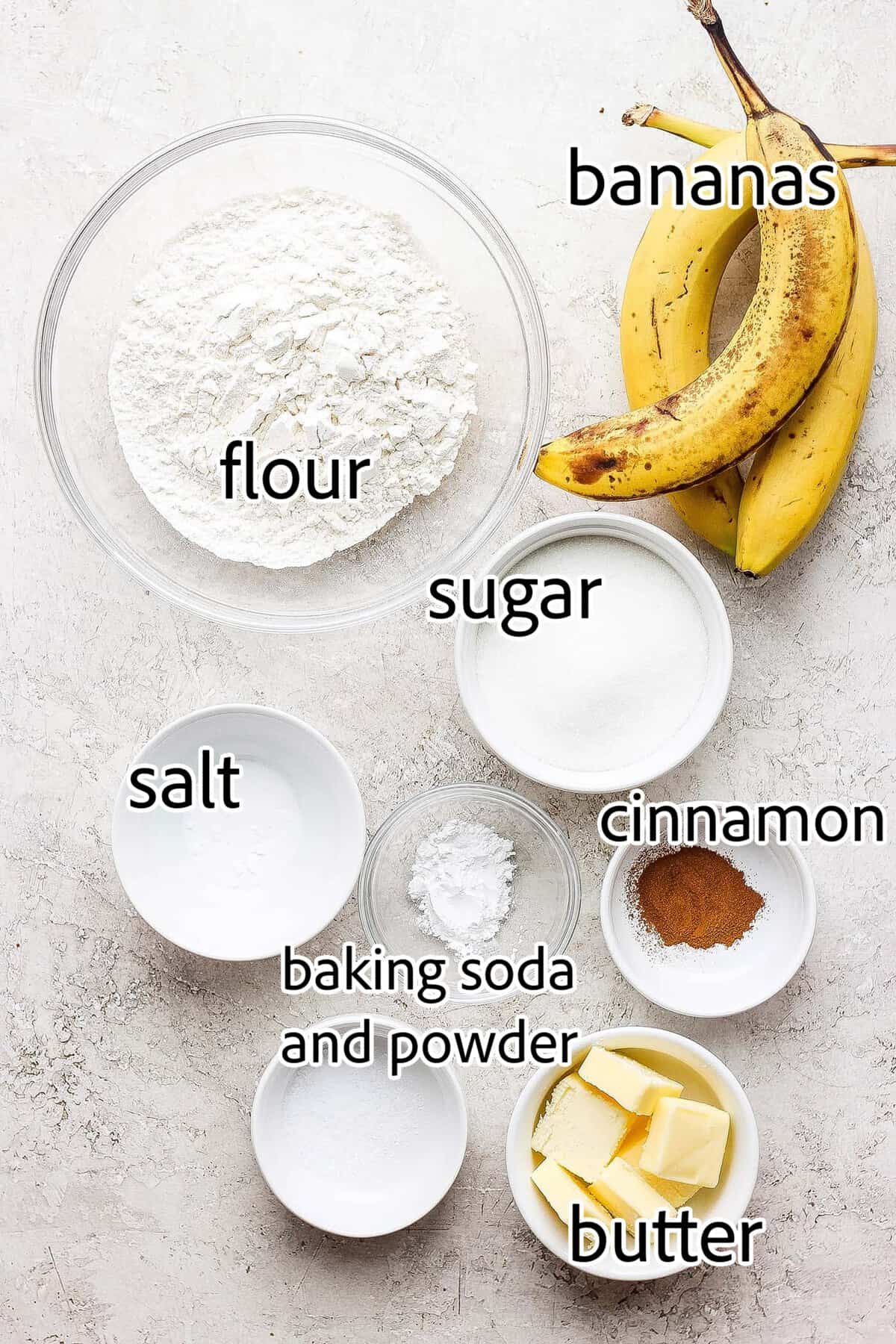 ingredients needed for banana bread muffins