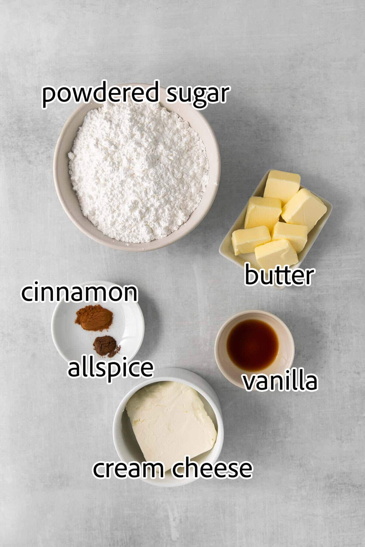 ingredients needed for cinnamon cream cheese frosting
