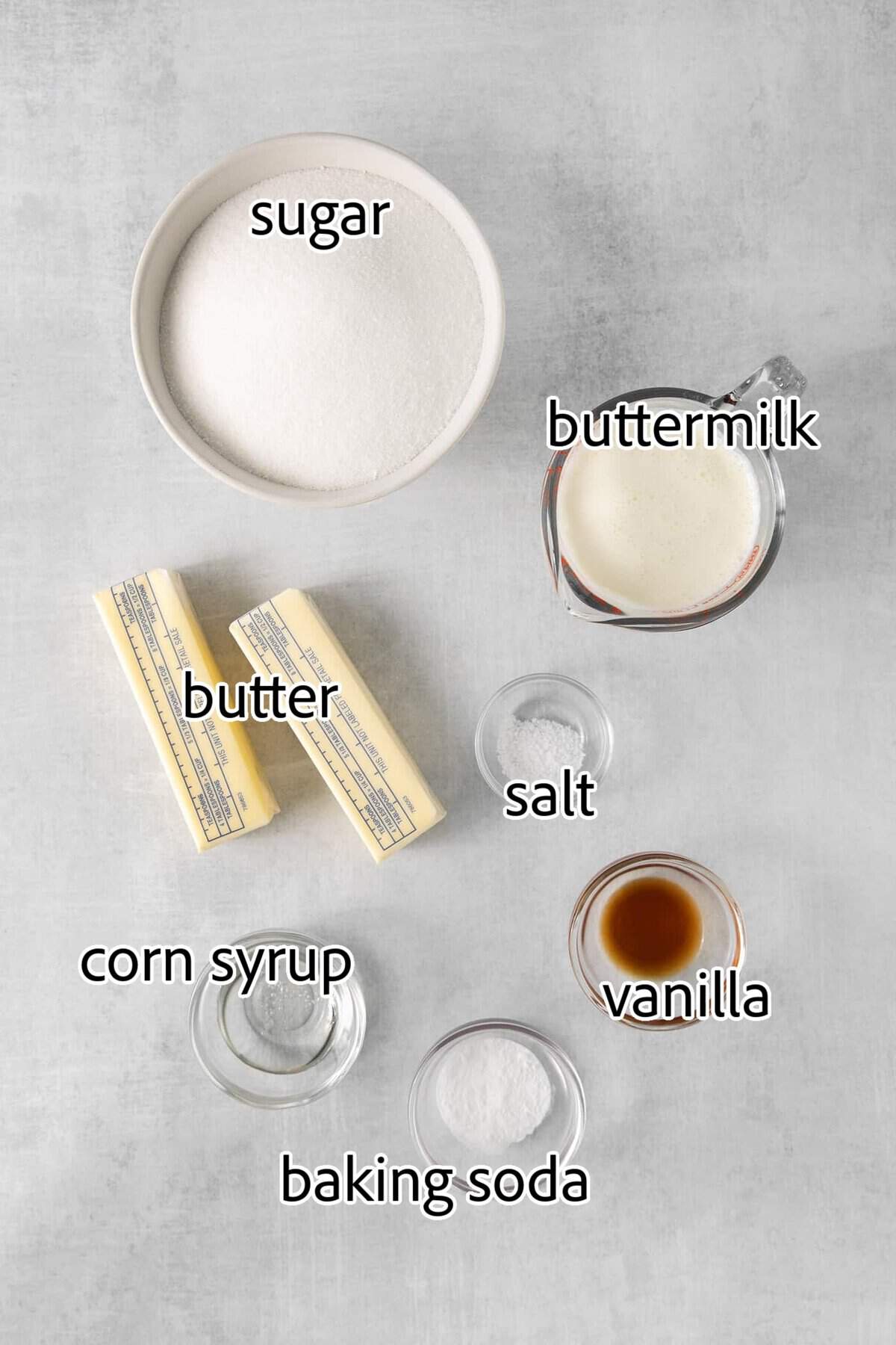 ingredients needed for caramel buttermilk syrup