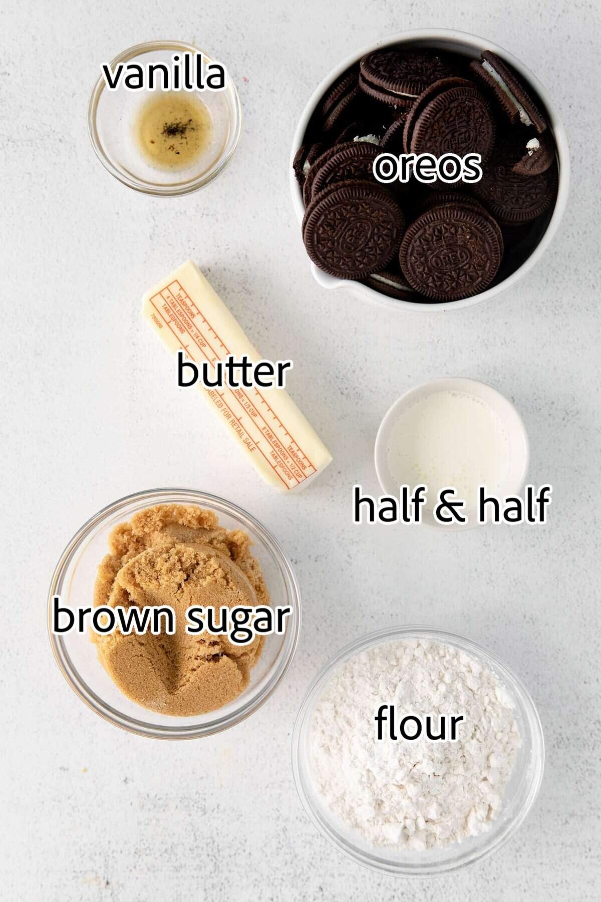 ingredients needed for edible oreo cookie dough