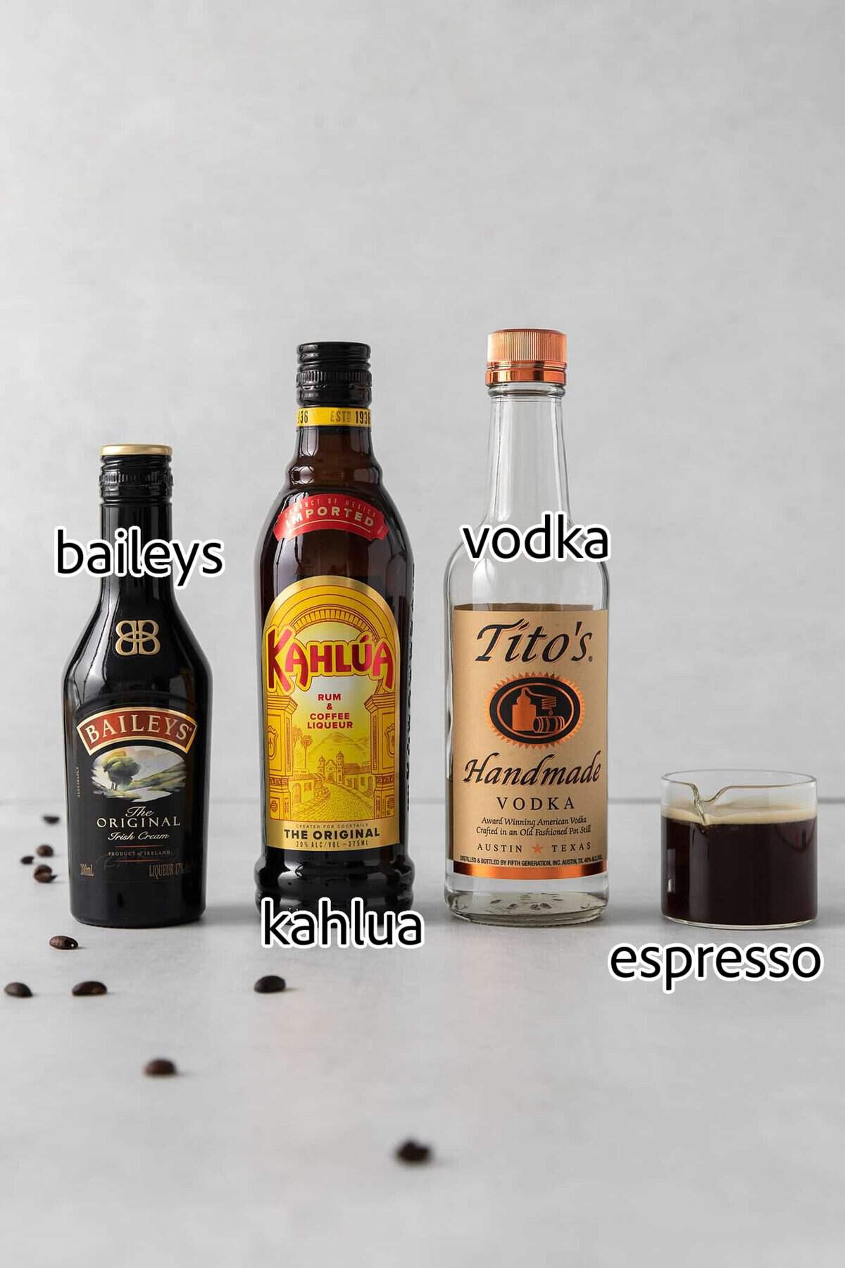 Made with espresso, vodka, and two liqueurs, this Espresso Martini is a strong coffee cocktail that's sure to provide an afternoon boost. ingredients needed for espresso martinis