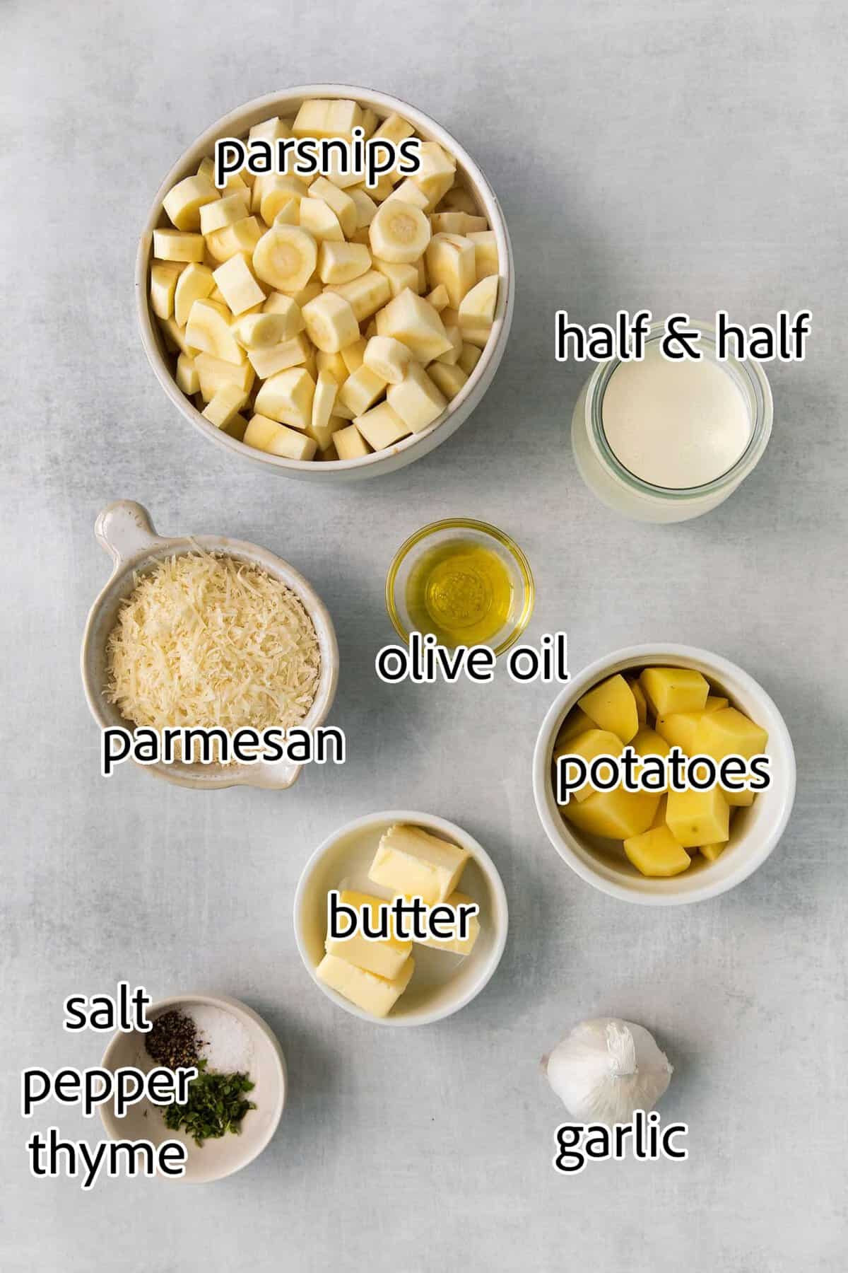 Parsnip Puree is a tasty side dish that is simple enough for every day but impressive enough for the holidays! ingredients needed for parsnip puree