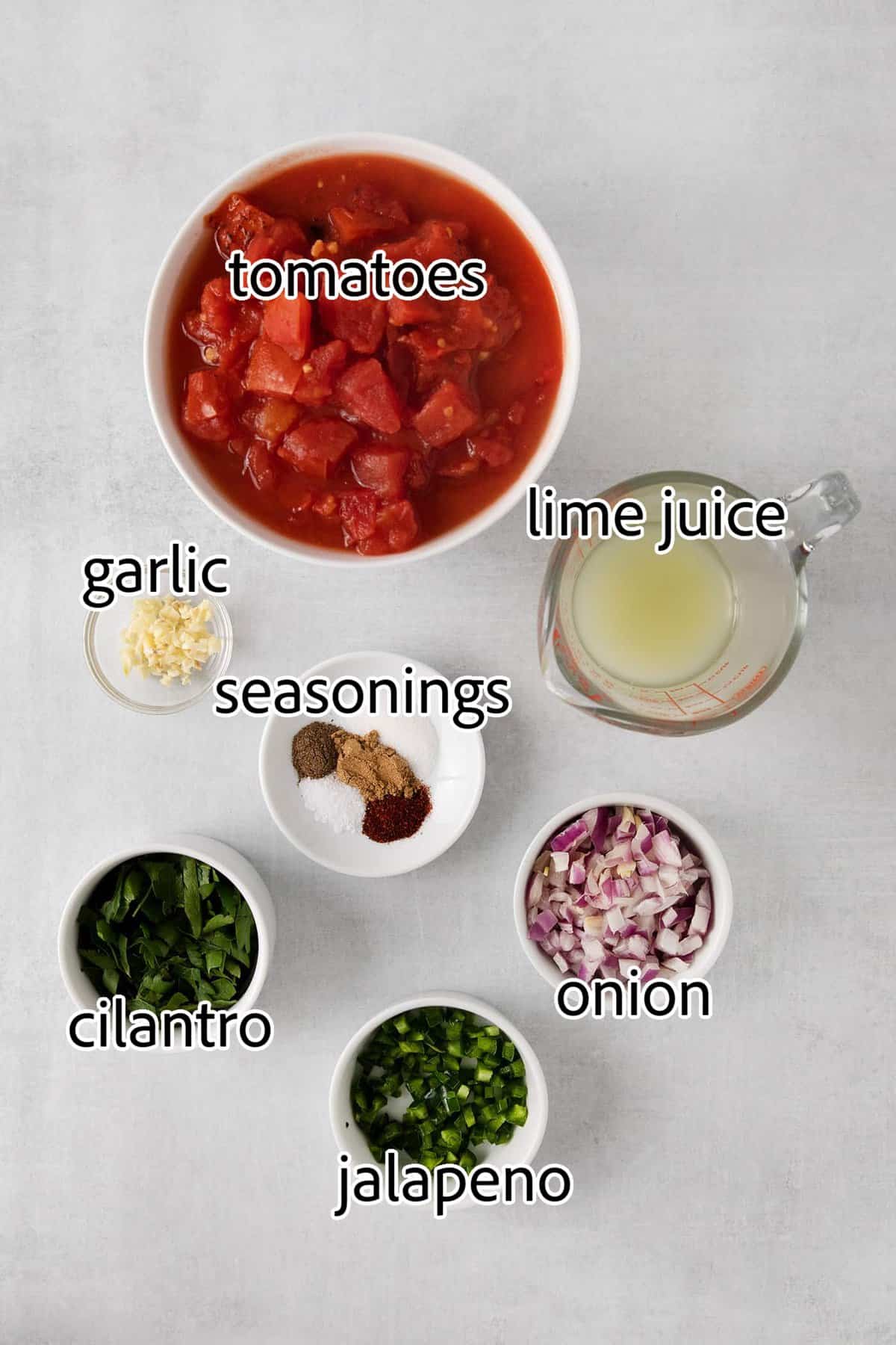 This Restaurant Style Salsa is a mild and easy salsa recipe made with fire-roasted tomatoes, jalapenos, cilantro, and Iime. ingredients needed for restaurant style salsa