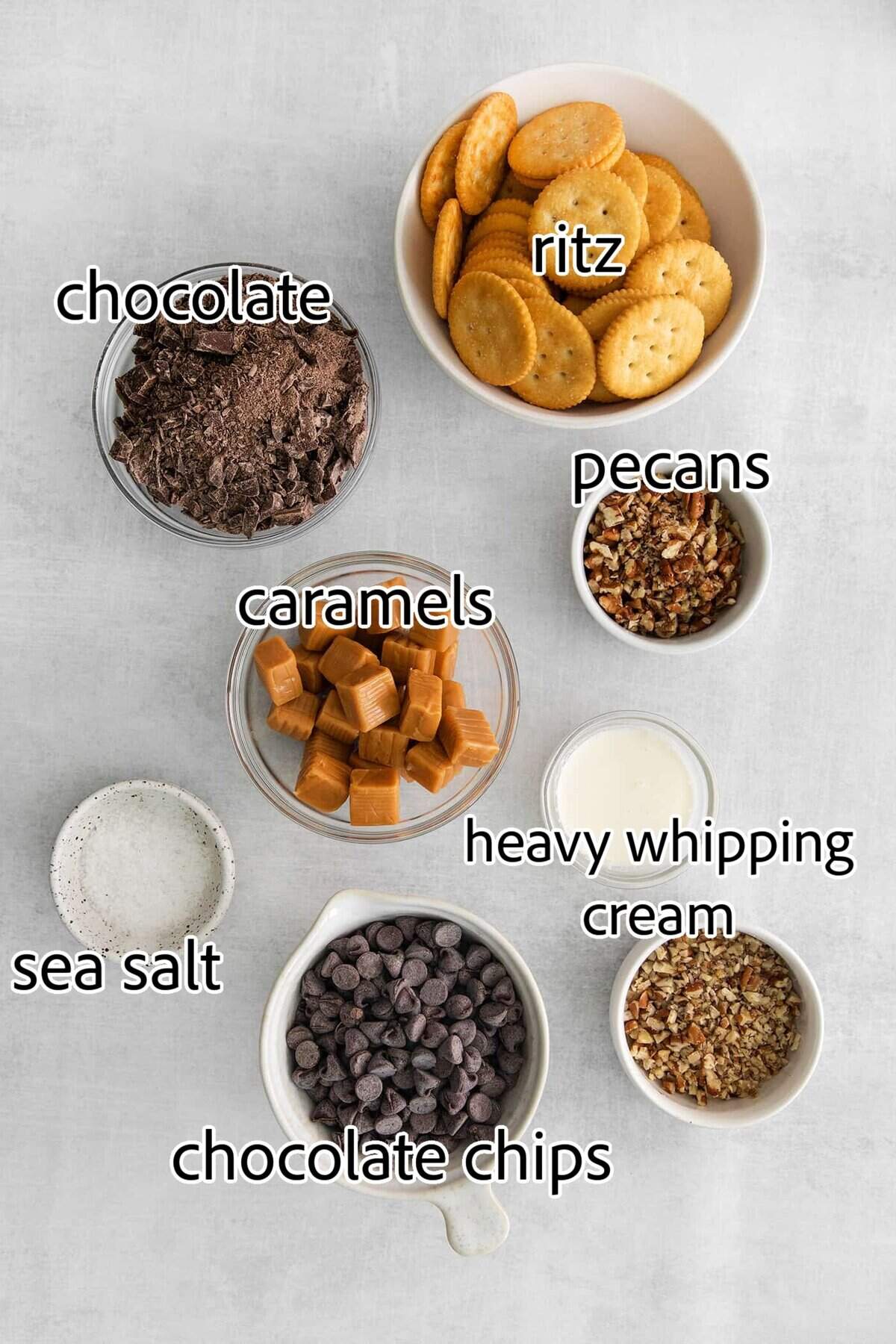 Made with 6 ingredients, Ritz Turtles are a fun, easy treat. These Ritz cracker caramel cookies are sweet, salty, crunchy & chewy all in one. ingredients needed for ritz turtles