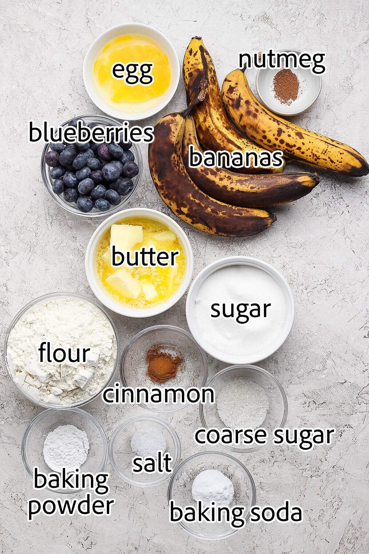 Banana Blueberry Muffins combine two classic recipes into one moist, lofty, perfectly sweet muffin package. They're such a treat! ingredients needed for banana blueberry muffins