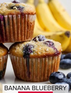 Pinterest image for Banana Blueberry Muffins