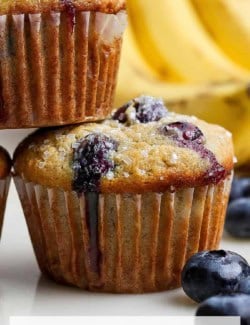 Pinterest image for Banana Blueberry Muffins