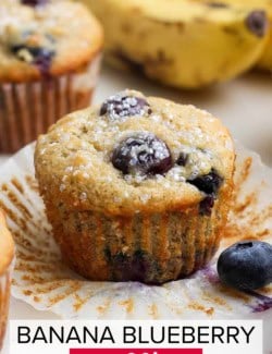 Pinterest image for Banana Blueberry Muffins