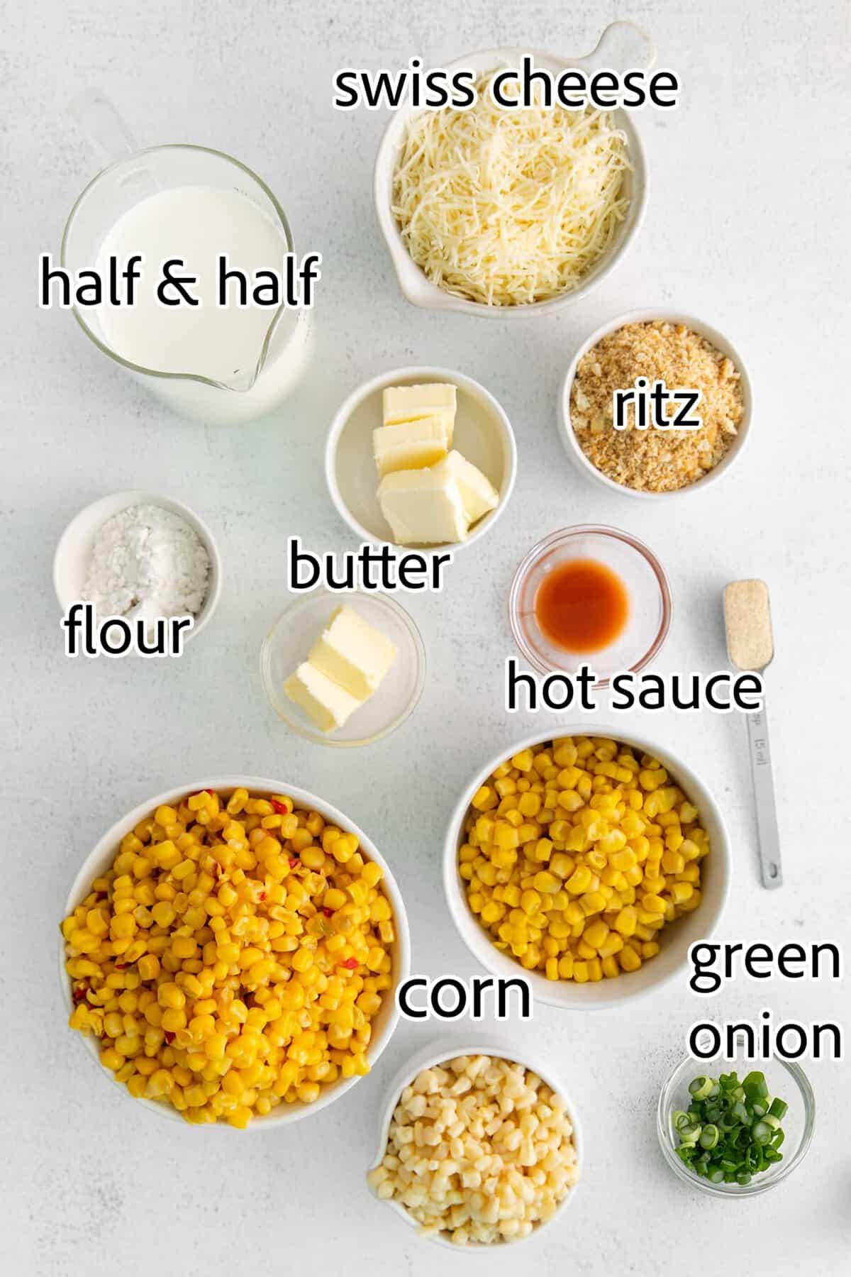 With 3 types of corn and a creamy Swiss cheese sauce, this Cheesy Skillet Scalloped Corn is a family favorite side dish! ingredients needed for cheesy skillet scalloped corn