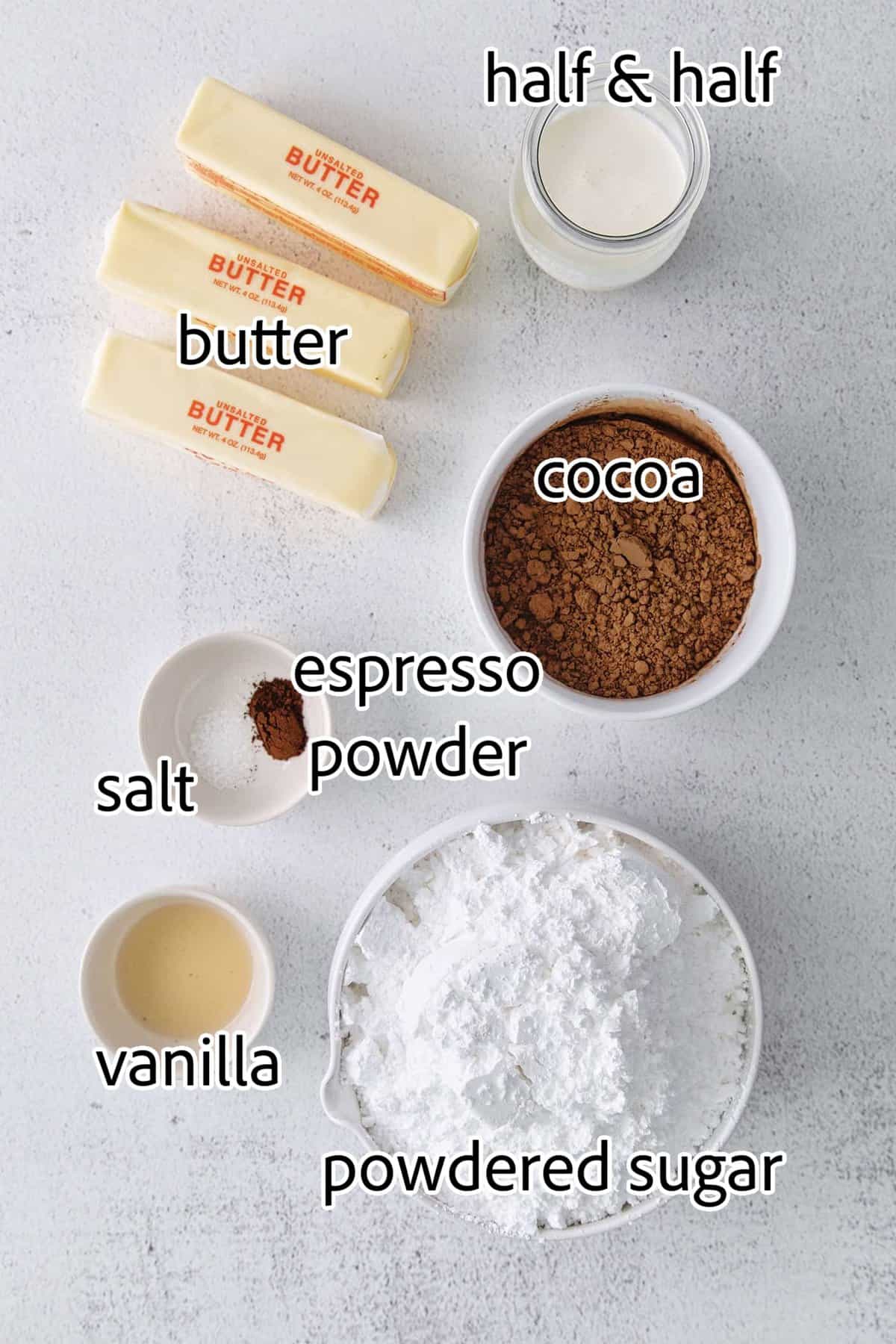 ingredients needed for chocolate buttercream