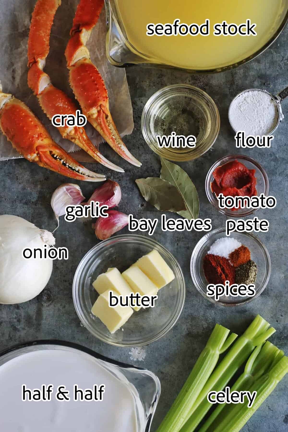 ingredients needed for crab bisque