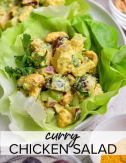 Pinterest image for curry chicken salad