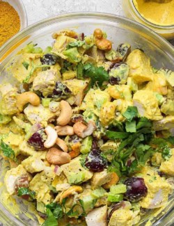 Pinterest image for curry chicken salad