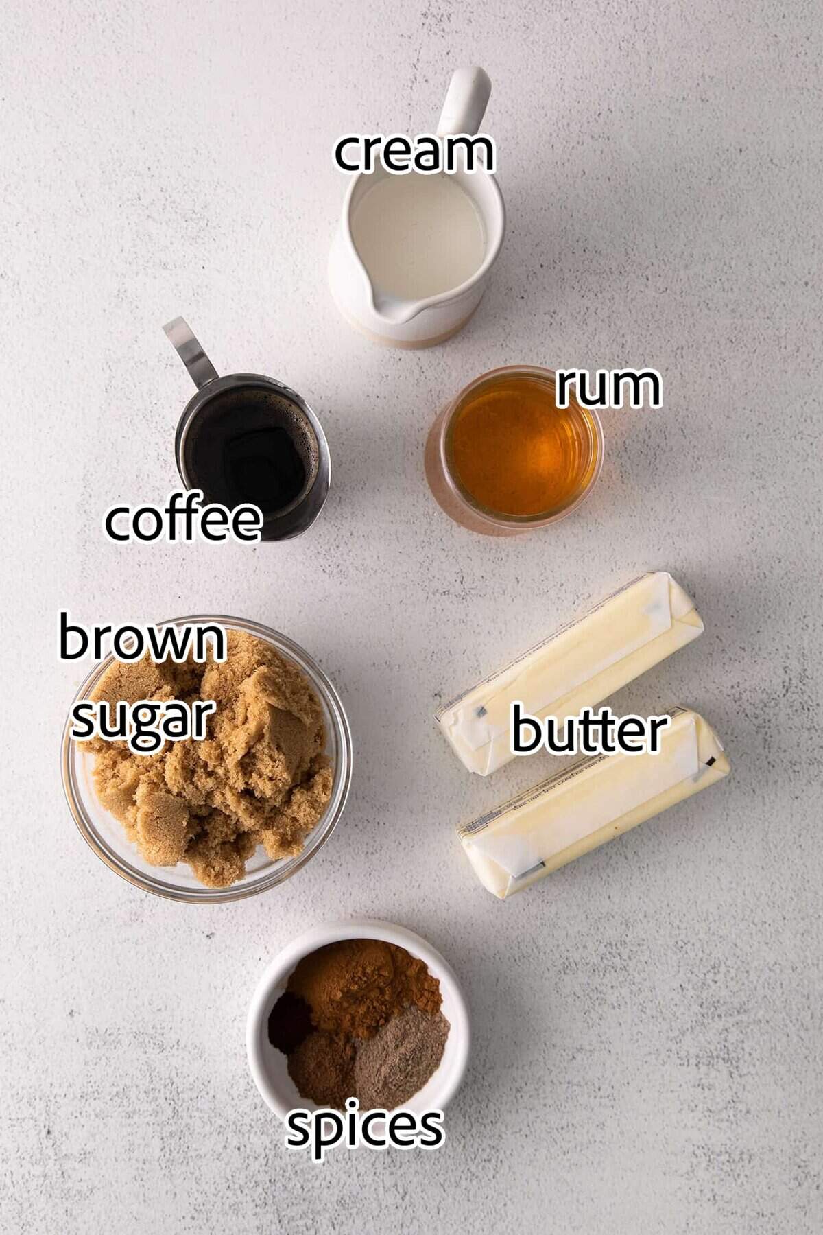 ingredients needed for hot buttered rum coffee