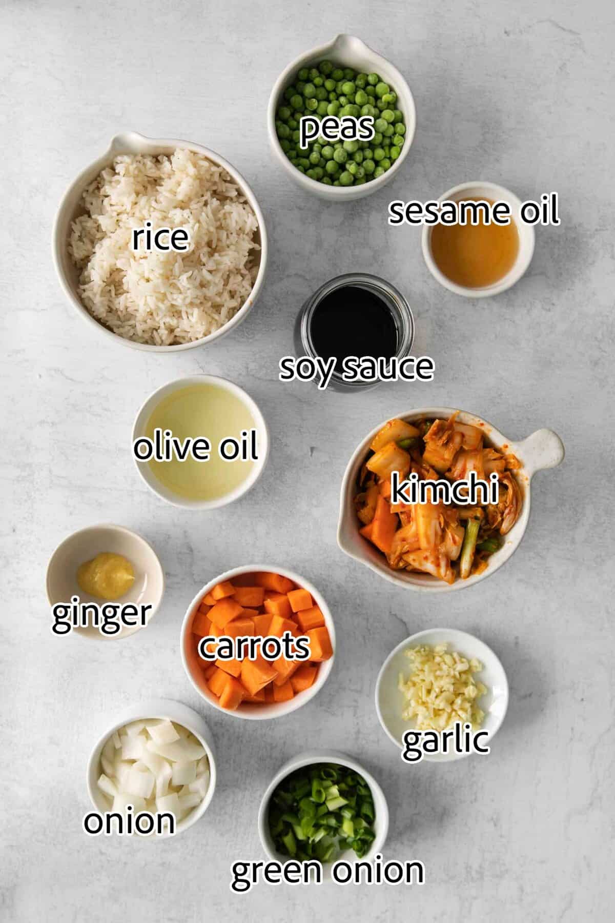 ingredients needed for kimchi fried rice