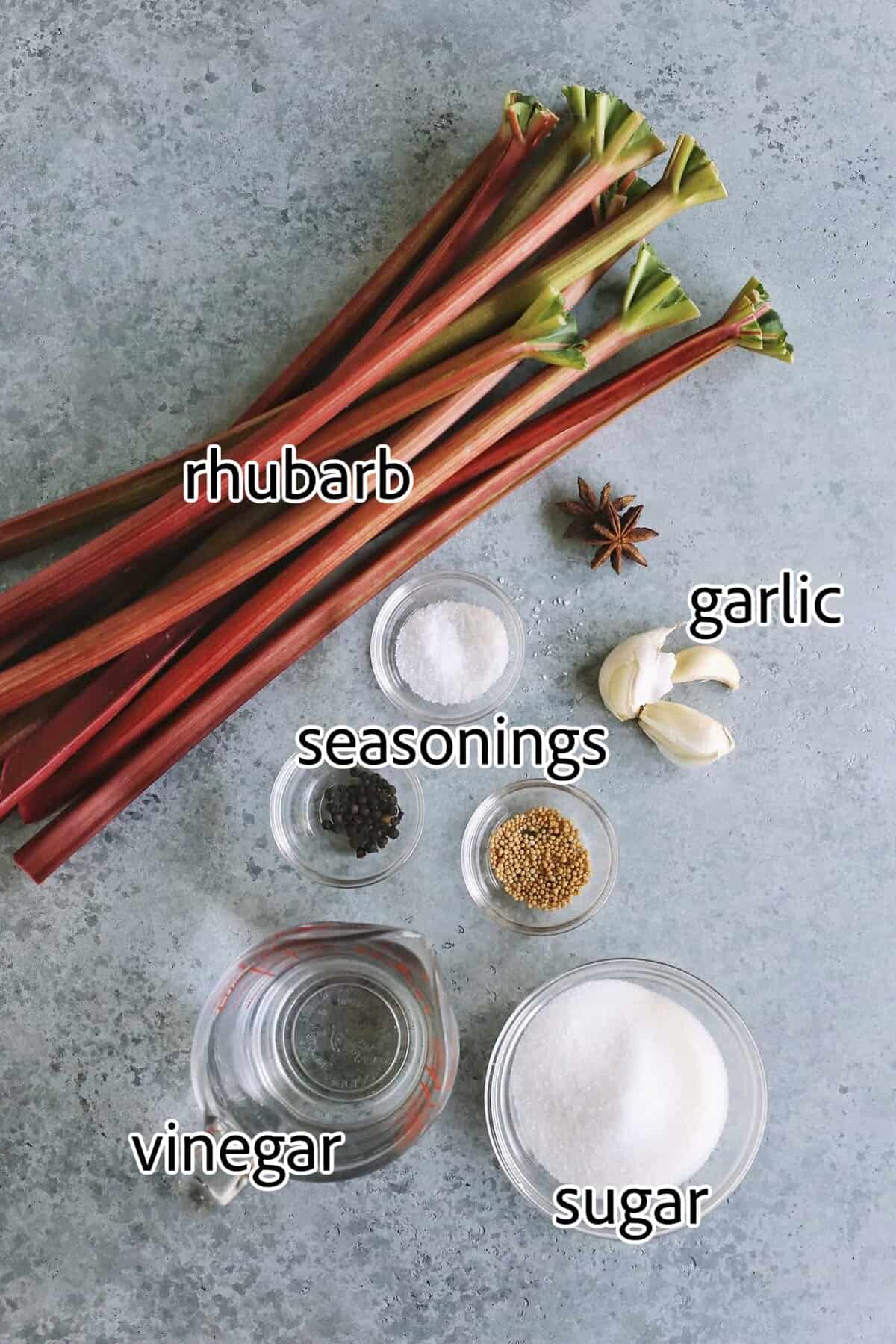 ingredients needed for pickled rhubarb