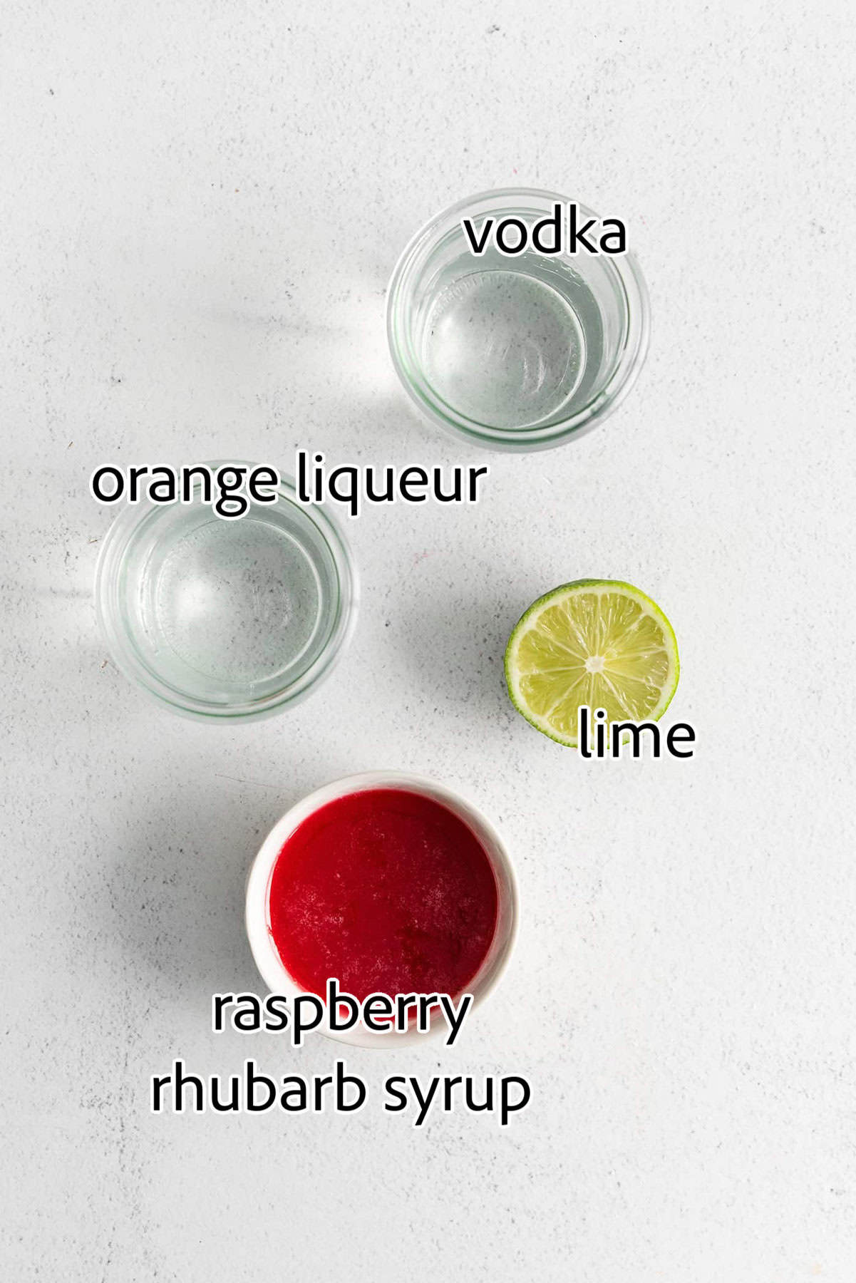 ingredients needed for rhubarb raspberry cosmopolitan