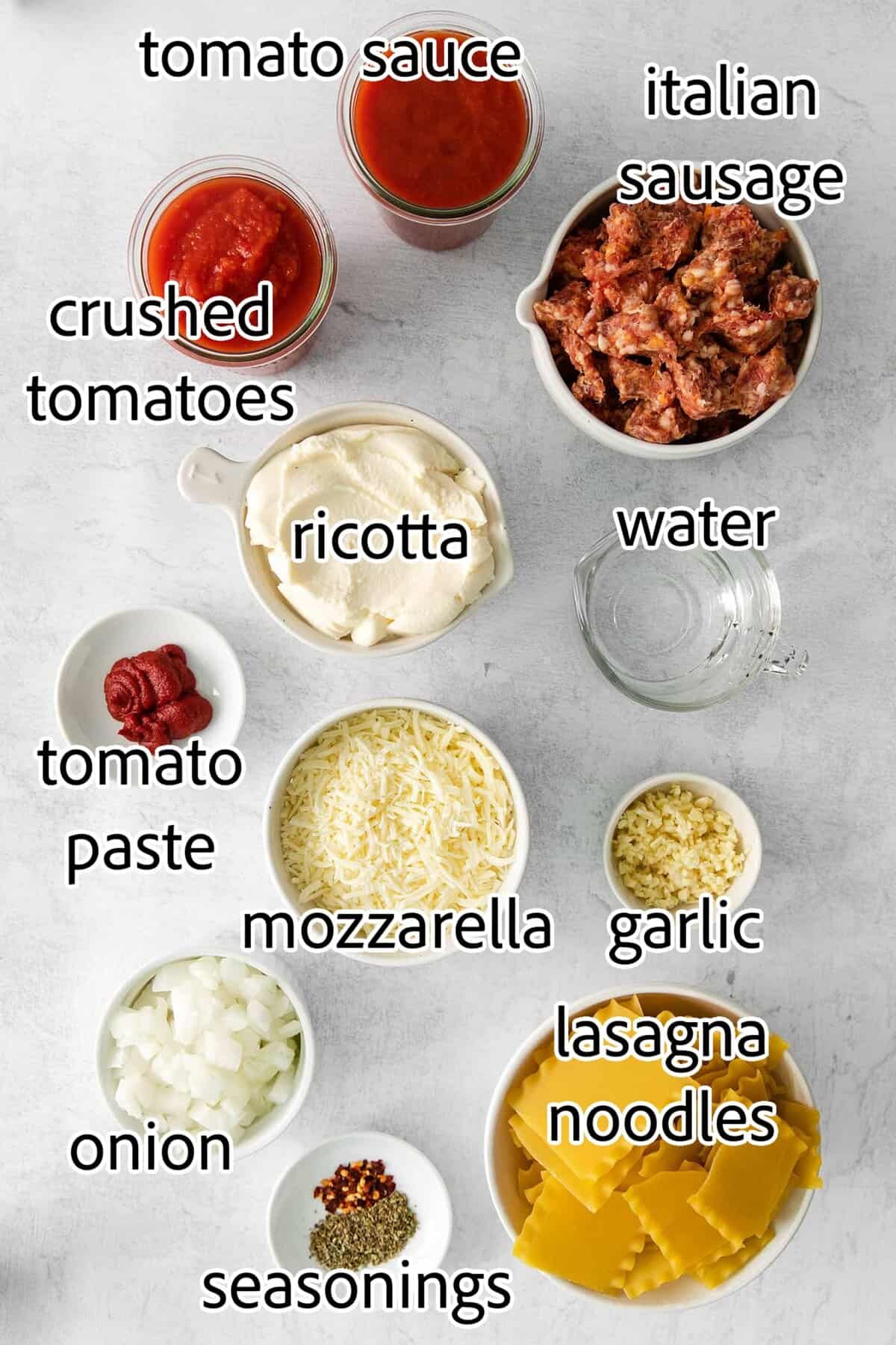 This skillet lasagna recipe has all the classic lasagna ingredients, without the extra dishes and layering! Perfect for weeknight dinners. ingredients needed for skillet lasagna