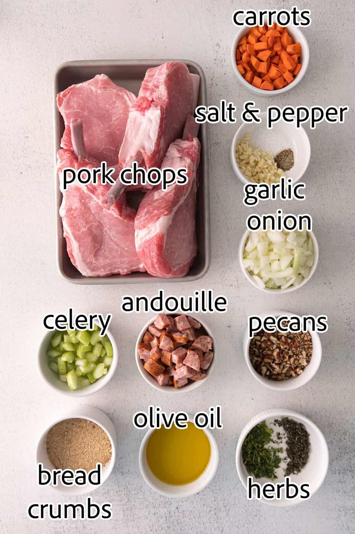 ingredients needed for stuffed pork chops