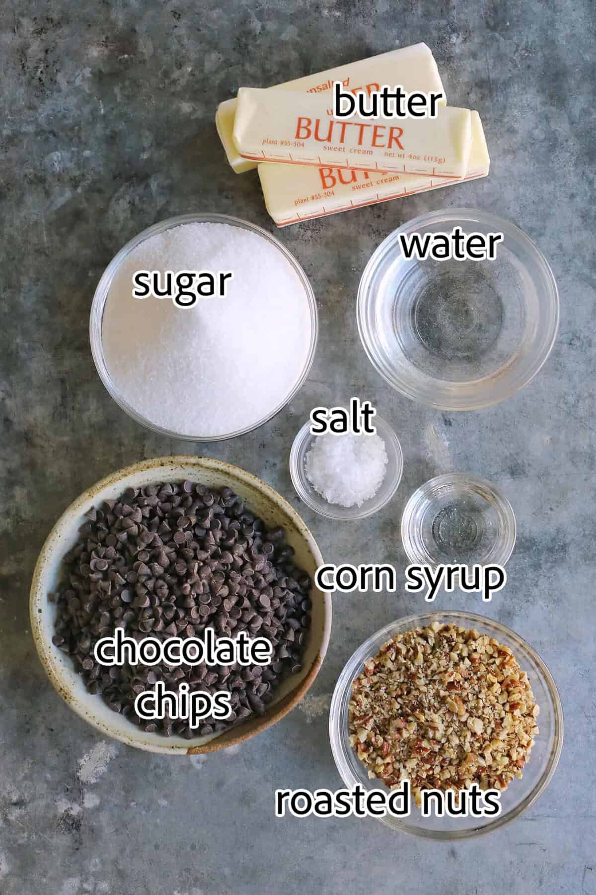 ingredients needed for buttercrunch toffee