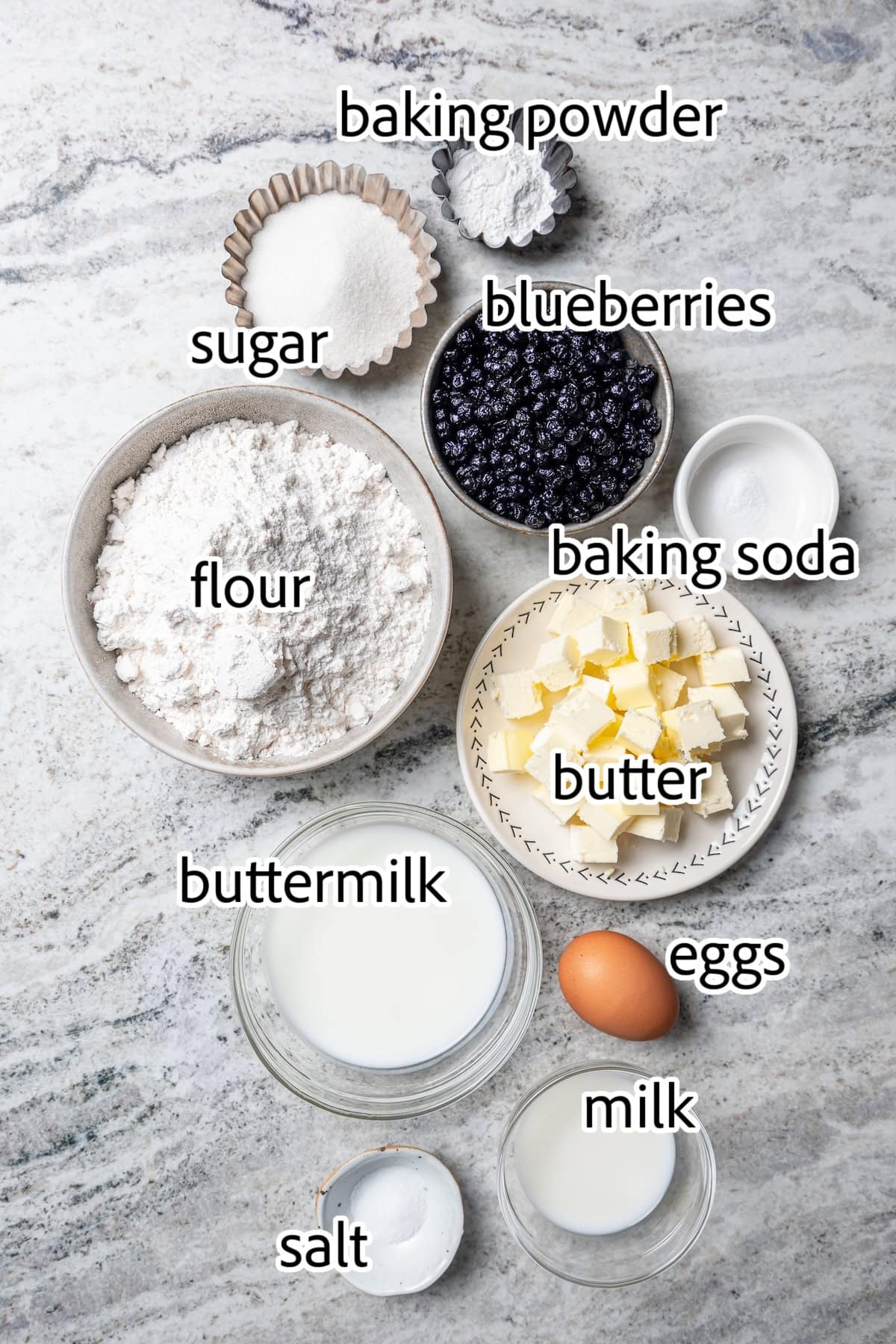 Rich, flaky and dotted with chewy dried blueberries, these blueberry scones are a bakery-style treat you can easily make at home! ingredients needed for blueberry scones