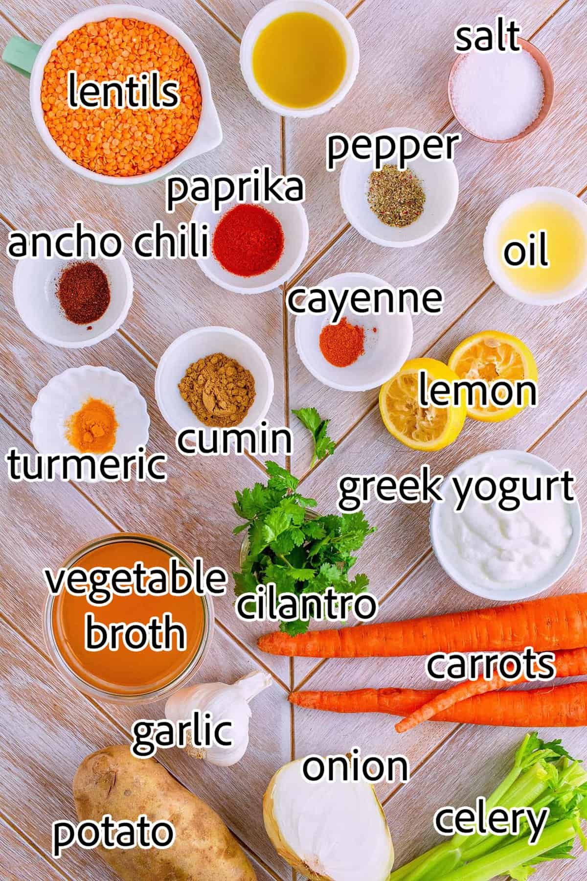ingredients needed for spicy lentil soup