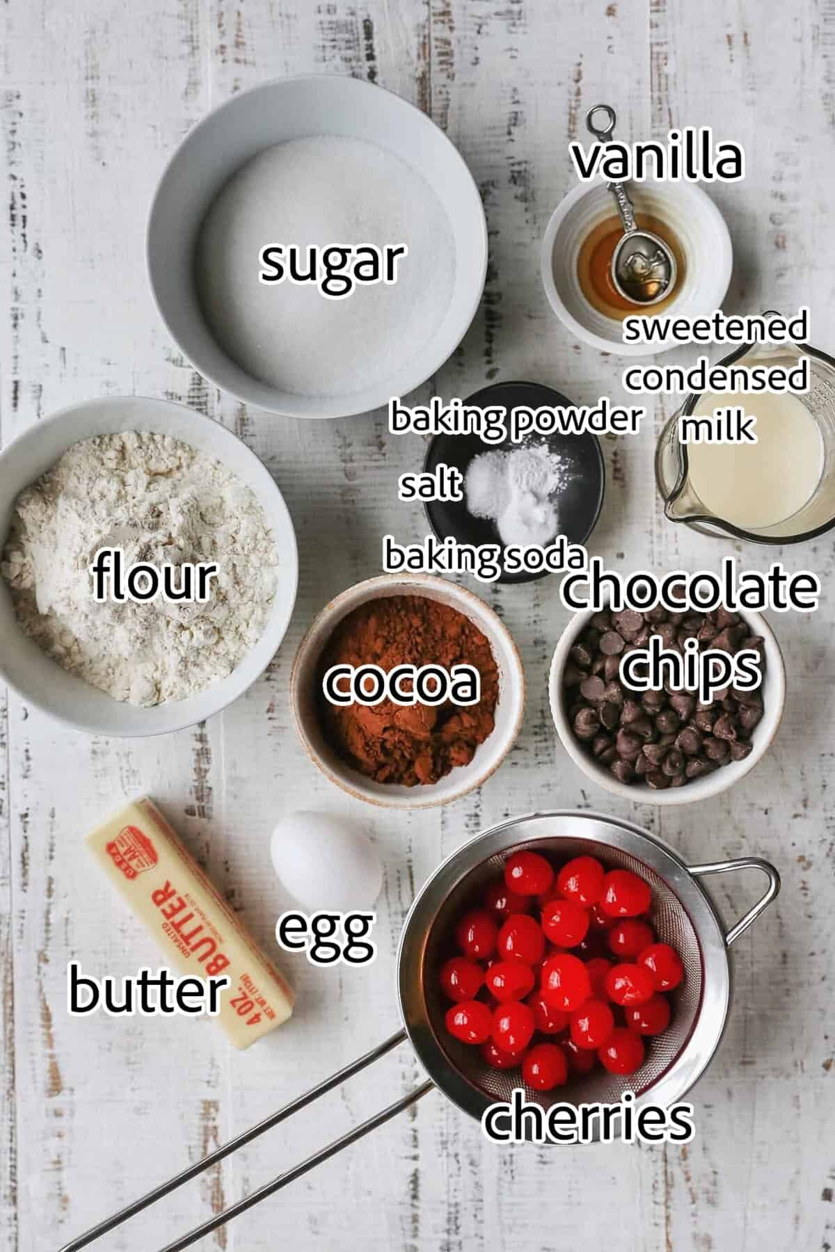 ingredients needed for chocolate covered cherry cookies