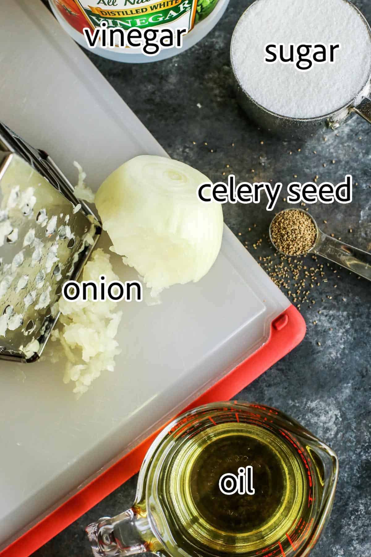 This Sweet Onion Vinegar Coleslaw recipe is fresh, bright & tangy. No mayo here! It has a coleslaw dressing that's seriously good! ingredients needed for sweet onion coleslaw dressing